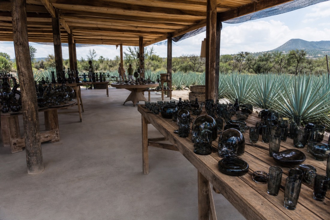 A wide view of an open-sided obsidian craft workshop near Teotihuacan